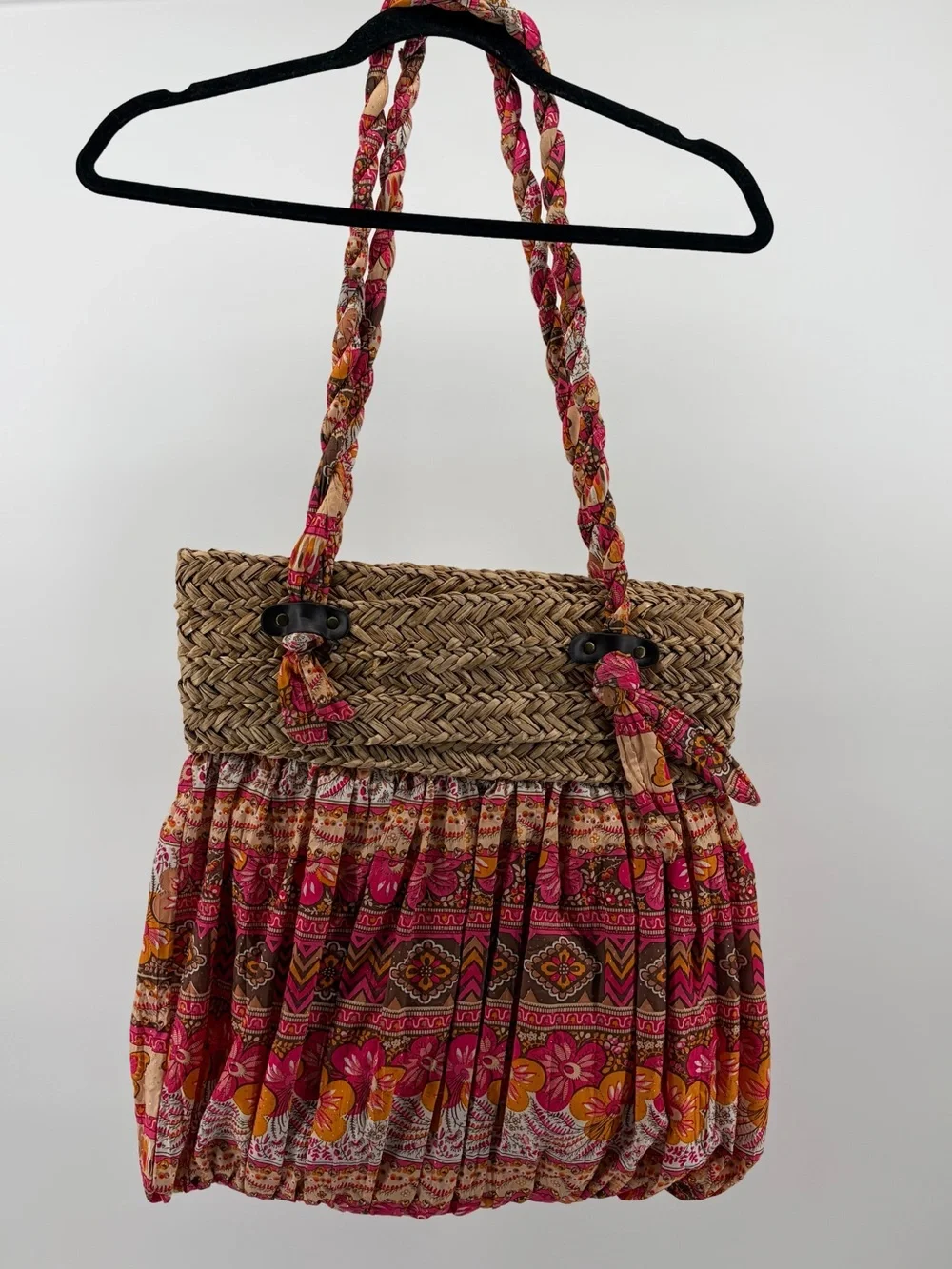 Cappelli Straworld Shoulder Women's Large‎ Tote Bag Pink Orange Floral Beach